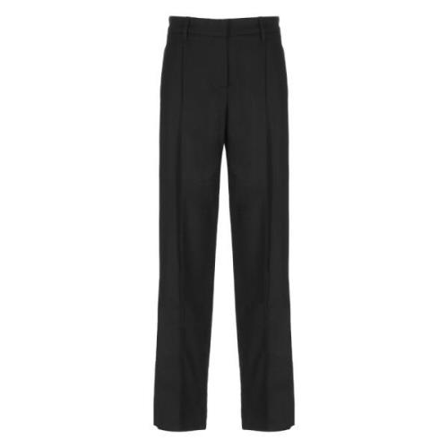 Zwarte Wol Kasjmier Broek met Messing Details Brunello Cucinelli , Bla...