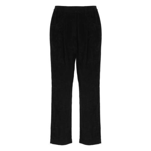 Zwarte Corduroy Elastische Taille Broek Vrouw Brunello Cucinelli , Bla...