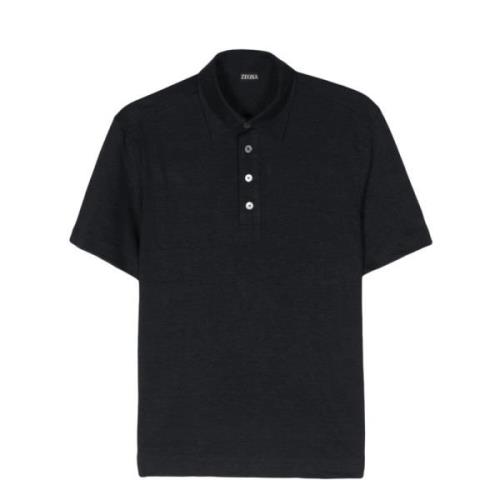 Katoenen Polo Shirt met 4 Knopen Ermenegildo Zegna , Blue , Heren