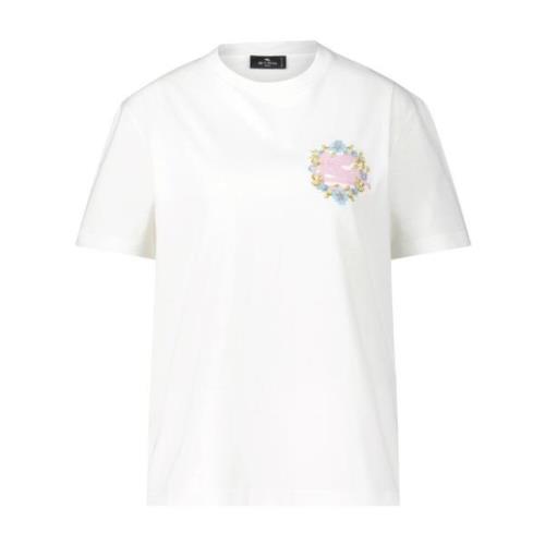 Bloemen Logo T-shirt Etro , White , Dames