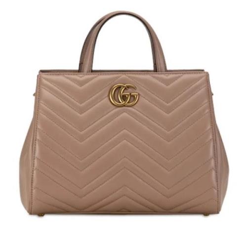 Pre-owned Leather handbags Gucci Vintage , Brown , Dames