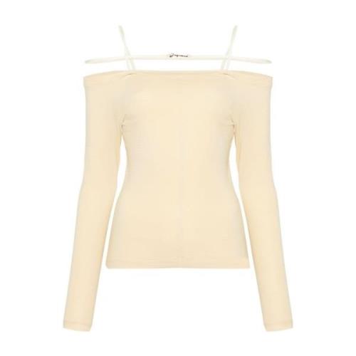 Off-shoulder Jersey Top Jacquemus , Beige , Dames