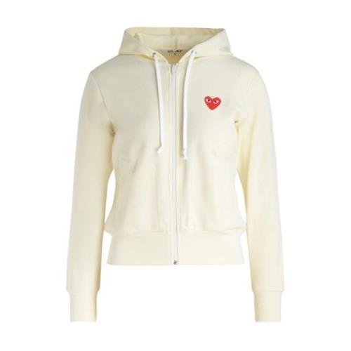 Hoodie met rode hart ritssluiting Comme des Garçons Play , Beige , Dam...