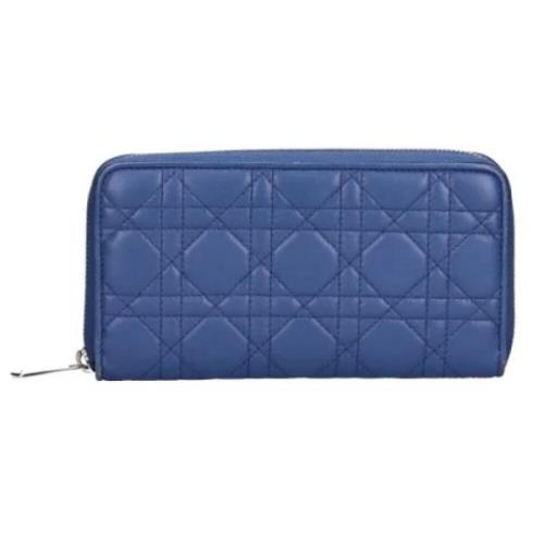 Pre-owned Leather wallets Dior Vintage , Blue , Dames