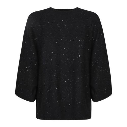 Zwarte Paillet Sweater Driekwart Mouwen Fabiana Filippi , Black , Dame...