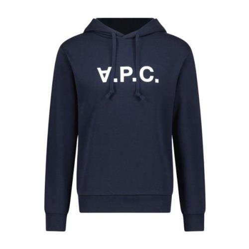 Logo Print Hoodie Stijlvol Comfort A.p.c. , Blue , Heren