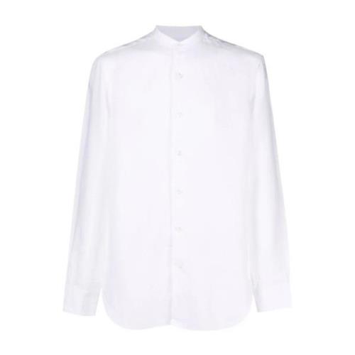 Linnen Mao Kraag Shirt Barba , White , Heren