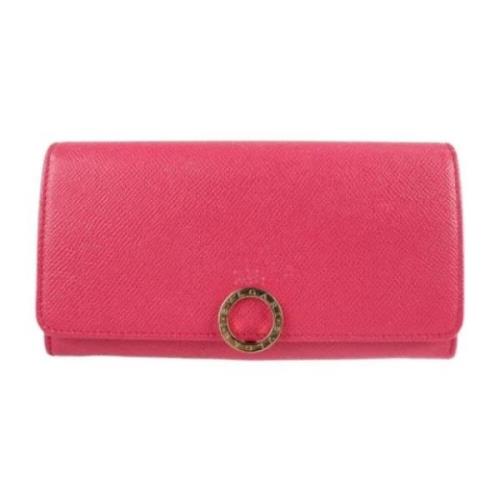 Pre-owned Leather wallets Bvlgari Vintage , Pink , Dames