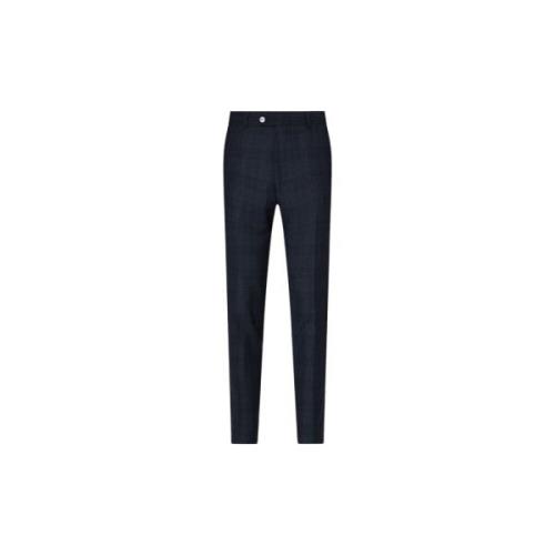 Slim Fit Blauw Geruite Broek Oscar Jacobson , Black , Heren