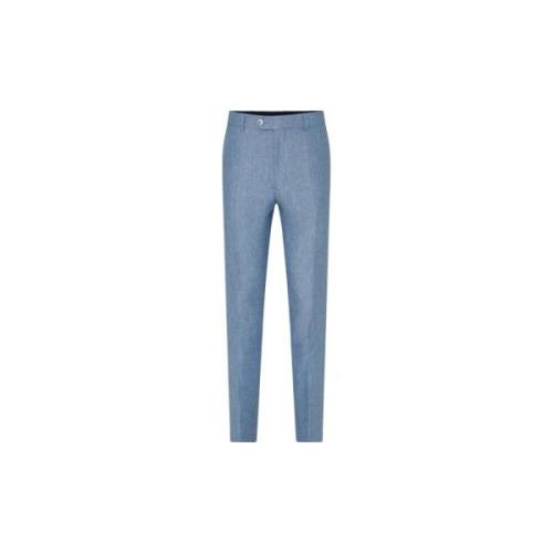 Slim Fit Linnen Broek Blauw Oscar Jacobson , Blue , Heren