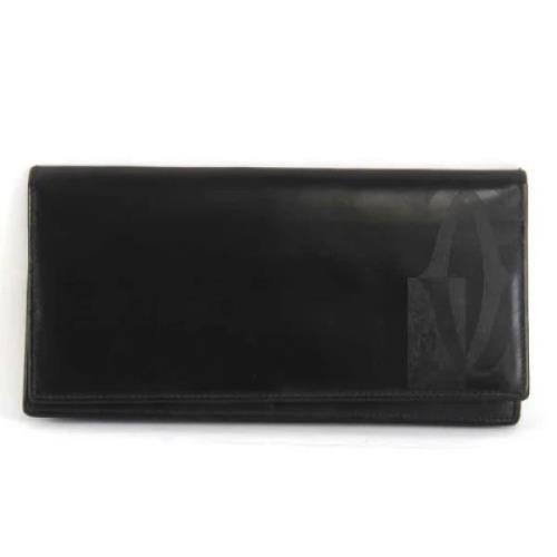 Pre-owned Leather wallets Cartier Vintage , Black , Dames