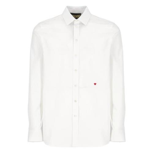Witte Katoenen Overhemd met Kraag Moschino , White , Heren