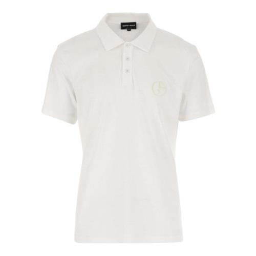 Katoenen poloshirt met logoborduursel Giorgio Armani , White , Heren