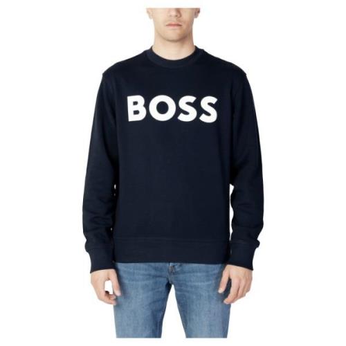 Basis Crew Katoenen Sweatshirt Hugo Boss , Blue , Heren
