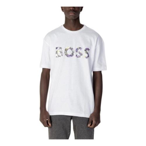 Heren Wit Print T-shirt Hugo Boss , White , Heren