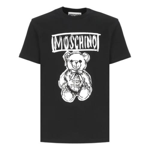 Zwarte Teddybeerprint T-shirt Moschino , Black , Heren