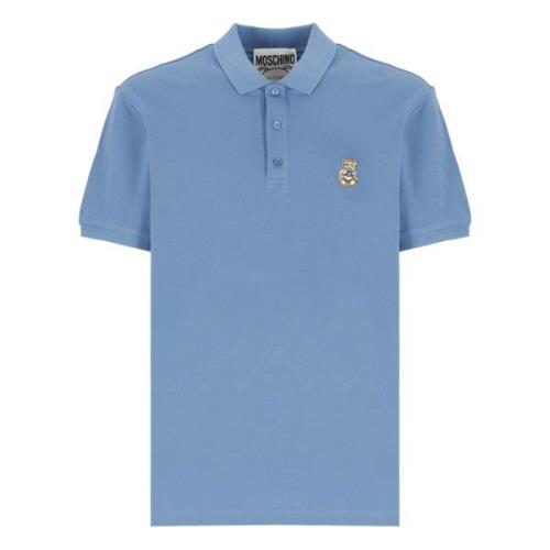 Blauw Polo Shirt met Teddy Bear Logo Moschino , Blue , Heren