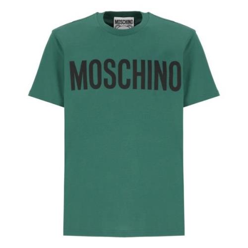 Groene T-shirt met Front Print Moschino , Green , Heren