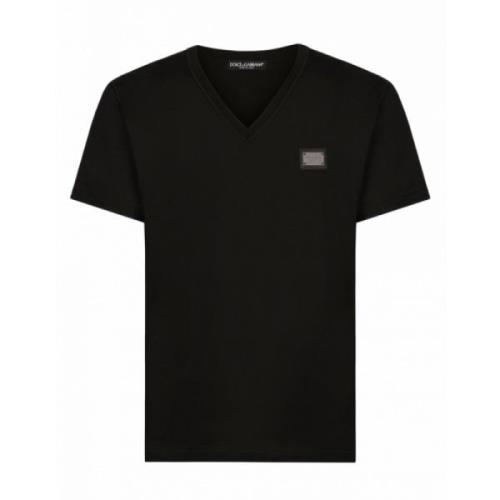 Essential V-hals T-shirt Dolce & Gabbana , Black , Heren