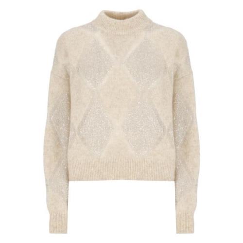 Paillet Wol Mohair Trui Vrouw Brunello Cucinelli , Beige , Dames