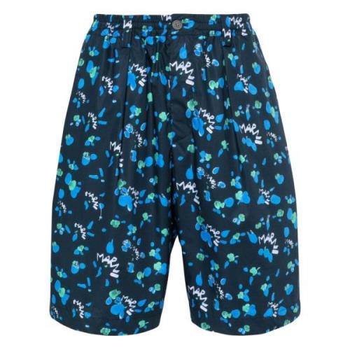 Abstract-Print Deck Shorts Marni , Blue , Heren