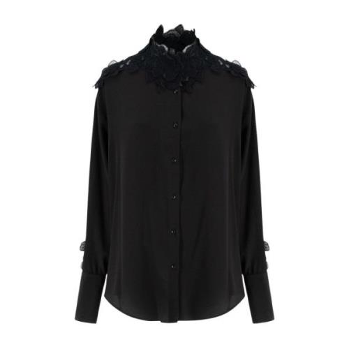 Elegante Kant Katoenen Shirt Ermanno Scervino , Black , Dames