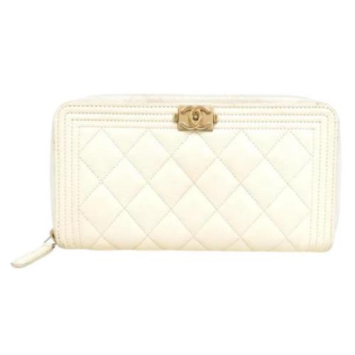 Pre-owned Leather wallets Chanel Vintage , White , Dames