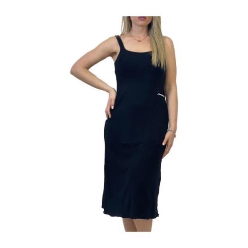 Zwarte Geribbelde Tankjurk Hinnominate , Black , Dames