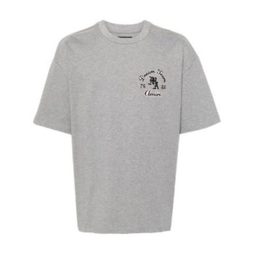 Grijze Katoenen T-shirt met Flocked Logo Amiri , Gray , Heren