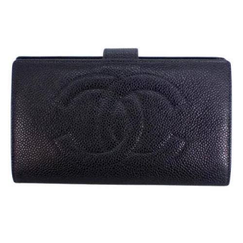 Pre-owned Leather wallets Chanel Vintage , Black , Dames