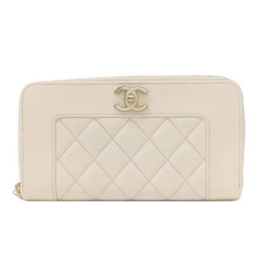 Pre-owned Leather wallets Chanel Vintage , White , Dames