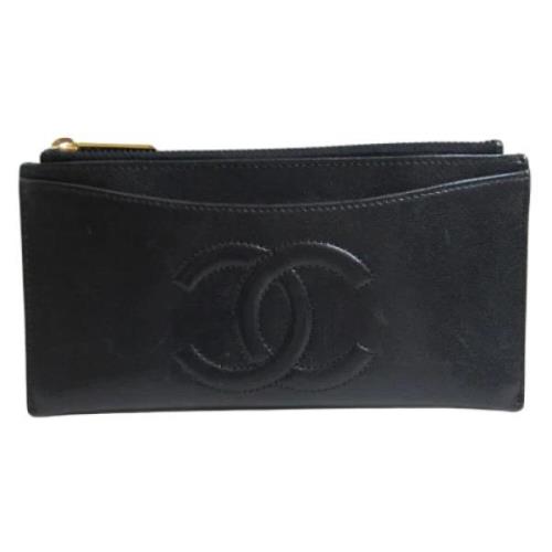 Pre-owned Leather wallets Chanel Vintage , Black , Dames