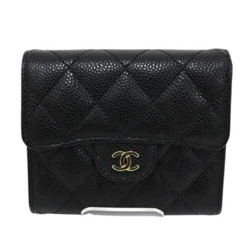 Pre-owned Leather wallets Chanel Vintage , Black , Dames