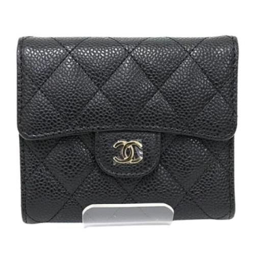 Pre-owned Leather wallets Chanel Vintage , Black , Dames