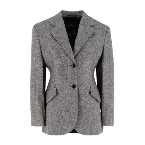 Elegant Herringbone Jacket Ermanno Scervino , Gray , Dames