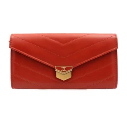 Pre-owned Leather wallets Chanel Vintage , Red , Dames