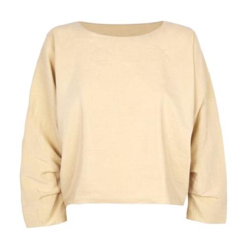 Beige Linnen Zijden Losse Top Cortana , Beige , Dames