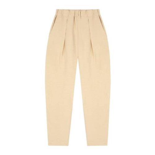 Beige Linnen Zijden Elastische Taillebroek Cortana , Beige , Dames