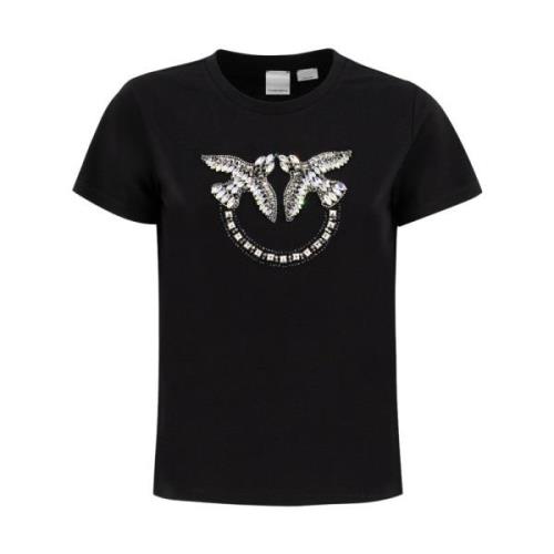 Love Birds Geborduurd T-shirt Pinko , Black , Dames