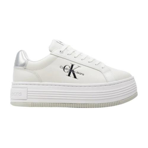 Bright White Silver Low Lace Sneakers Calvin Klein , White , Dames