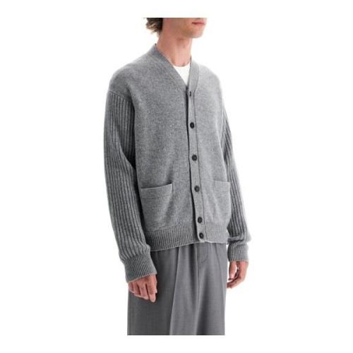 Wollen Cardigan met Patches Salvatore Ferragamo , Gray , Heren