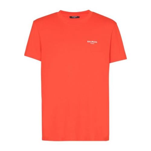 T-shirt met flock Paris logo Balmain , Orange , Heren