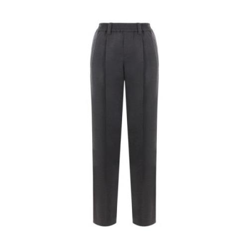 Antraciet Drill Katoen Stretch Broek Brunello Cucinelli , Gray , Dames