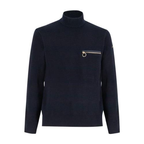 Wollen Crewneck Sweater met Gouden Rits Paul & Shark , Blue , Heren