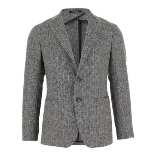 Grijze Wol Tweed Klassieke Jas Tagliatore , Gray , Heren