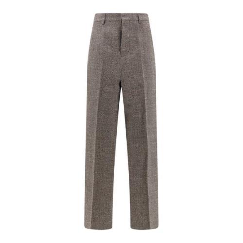 Wijde Pijp Wol Katoen Broek Ami Paris , Brown , Dames