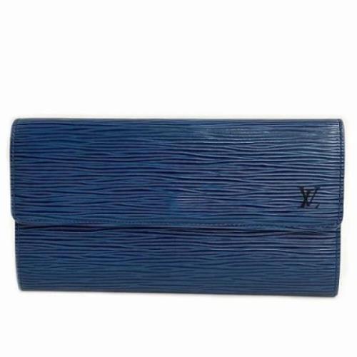 Pre-owned Leather wallets Louis Vuitton Vintage , Blue , Dames