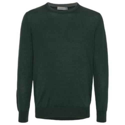 Donkergroene Merinowol Ronde Hals Trui Canali , Green , Heren