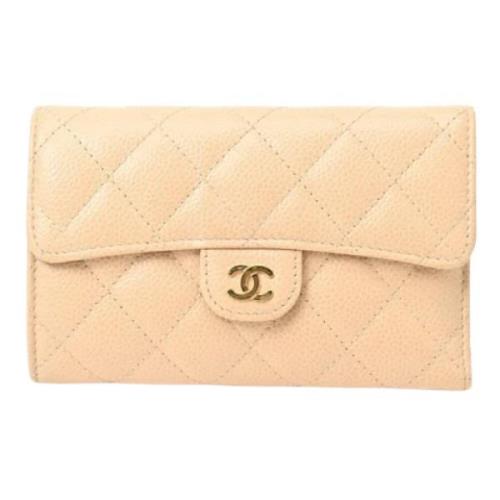 Pre-owned Leather wallets Chanel Vintage , Beige , Dames