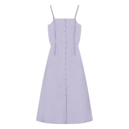 Katoenen Midi Jurk met A-Motief Aeron , Purple , Dames